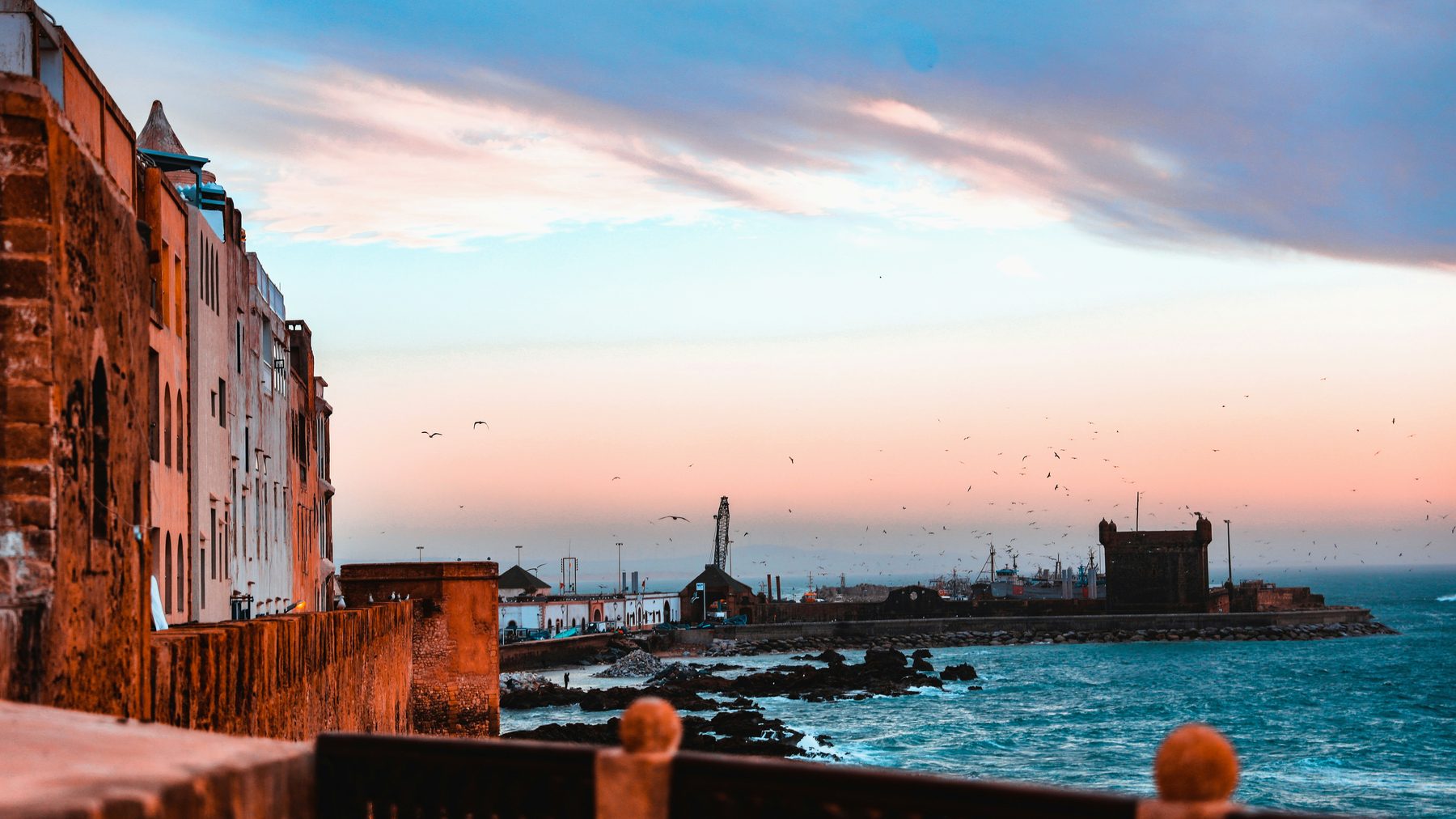 The ramparts of Essaouira at sunset